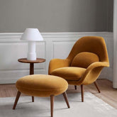 Nordic modern single sofa lounge chair with velvet fabric cushion and ottoman set